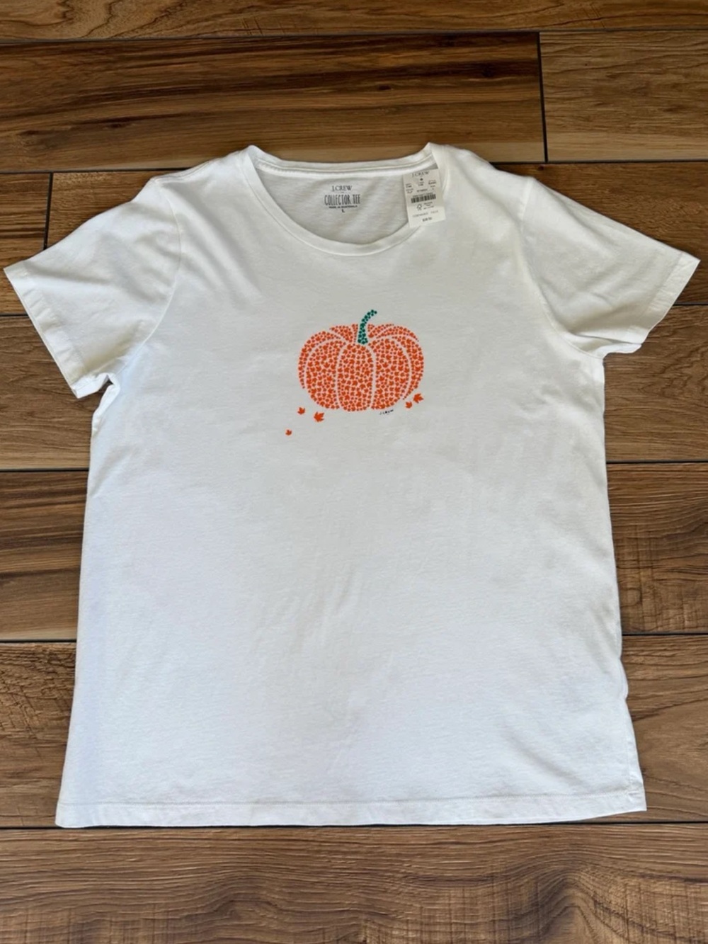 J Crew Factory Pumpkin-Leaves Graphic Short Sleeve Tee-Shirt